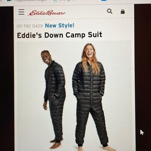 Eddie Bauer Down Camp Suit, SZ M (unisex),  650-fill RDS down, StormRepel DWR